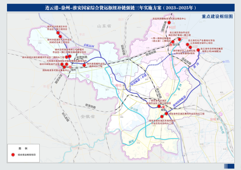 连徐淮国家综合货运枢纽补链强链重点建设枢纽图